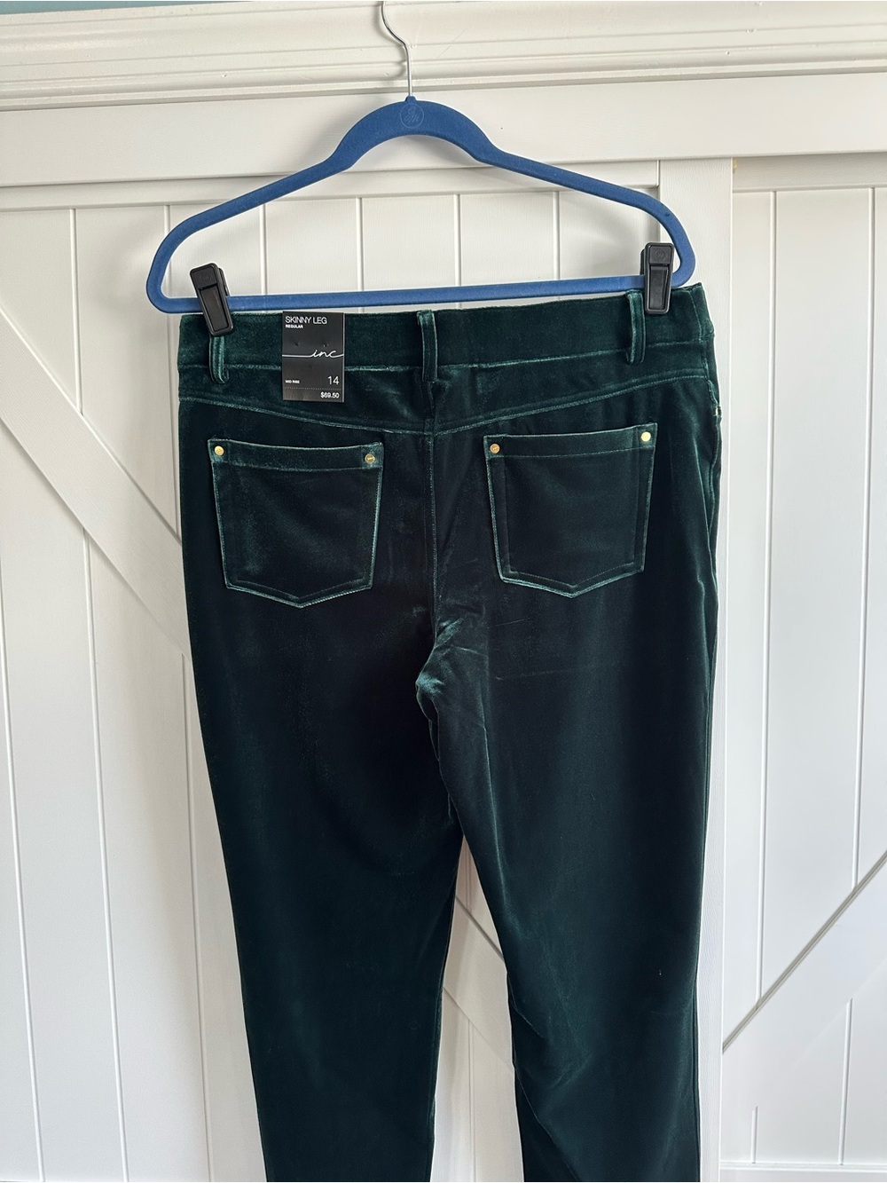 INC International Concepts Hunter Green Velvet Skinny Pants Size 14 NWT - Picture 4 of 7